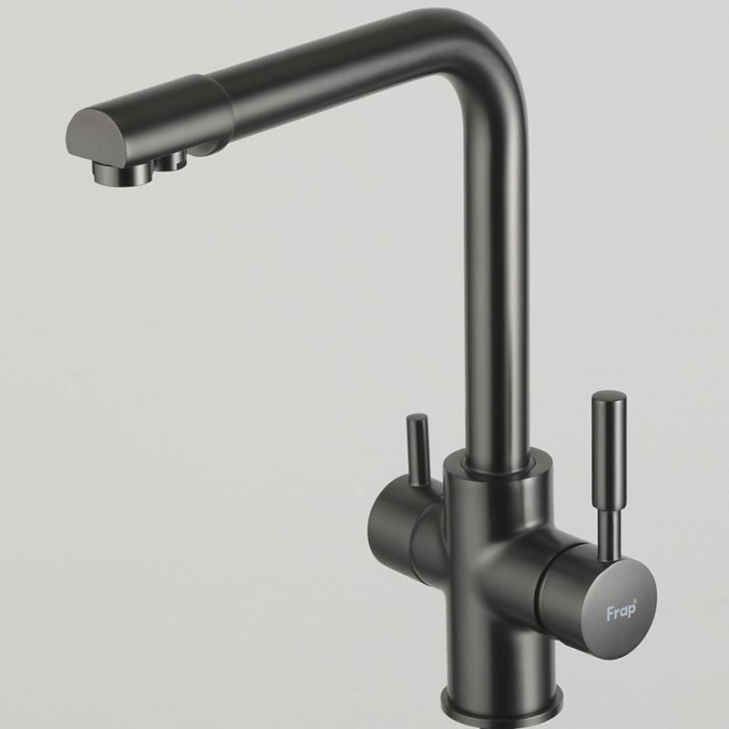 Смеситель для кухни под фильтр Frap F4352-9, оружейная сталь — изображение 6