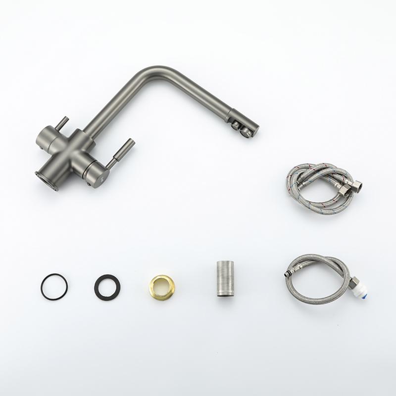 Смеситель для кухни под фильтр Frap F4352-9, оружейная сталь — изображение 7