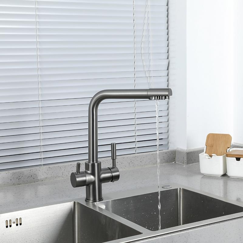 Смеситель для кухни под фильтр Frap F4352-9, оружейная сталь — изображение 9