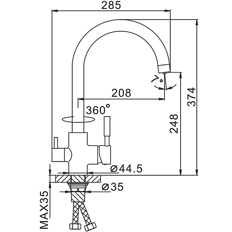 Смеситель для кухни под фильтр Frap F4352 — изображение 2