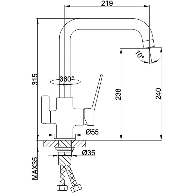 Смеситель для кухни под фильтр Frap F4362, чёрный — изображение 2