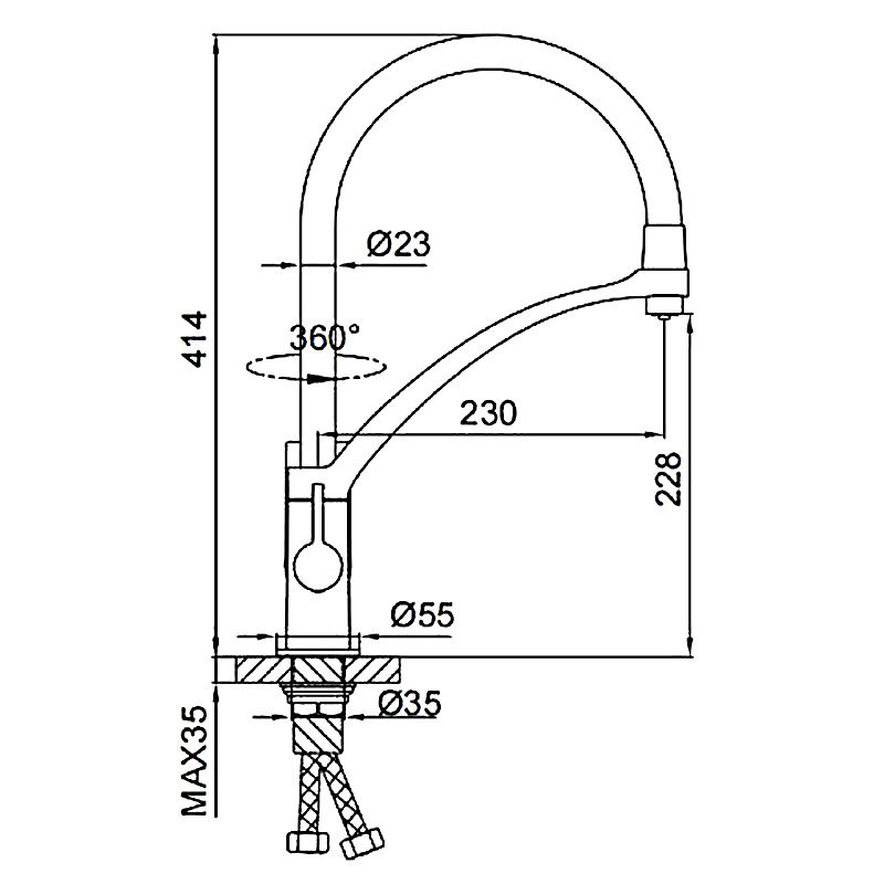 Смеситель для кухни под фильтр с гибким изливом Frap F4369 — изображение 2