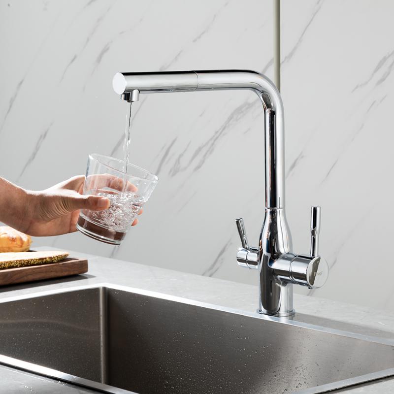 Смеситель для кухни под фильтр с выдвижным изливом Frap F4396-30 — изображение 5