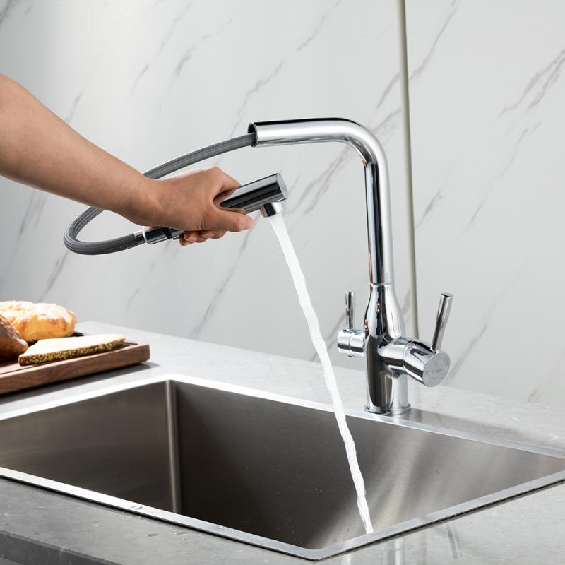 Смеситель для кухни под фильтр с выдвижным изливом Frap F4396-30 — изображение 6