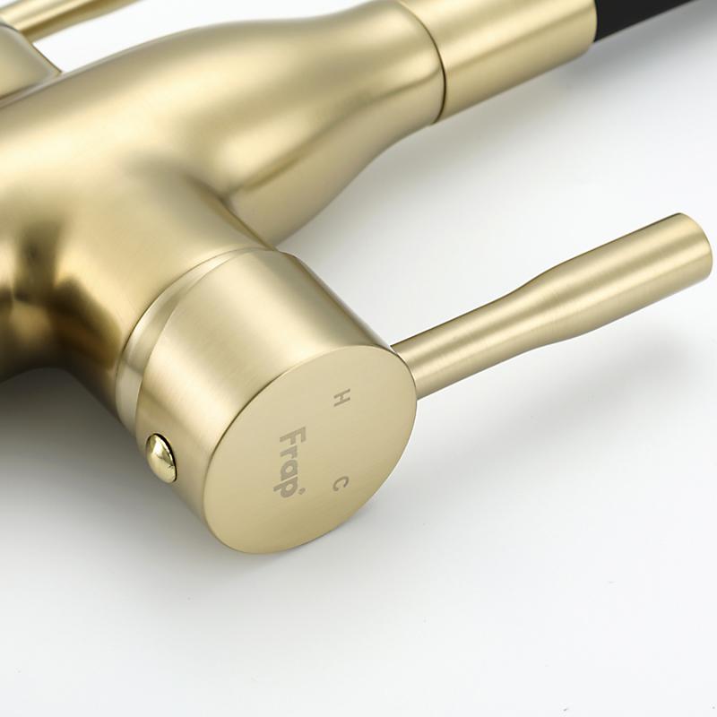 Смеситель для кухни под фильтр с гибким изливом Frap F4396-3, золотой сатин — изображение 4