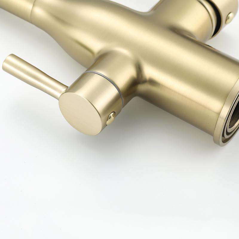 Смеситель для кухни под фильтр с гибким изливом Frap F4396-3, золотой сатин — изображение 5