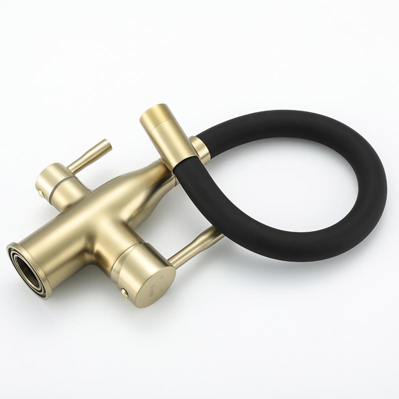 Смеситель для кухни под фильтр с гибким изливом Frap F4396-3, золотой сатин — изображение 7