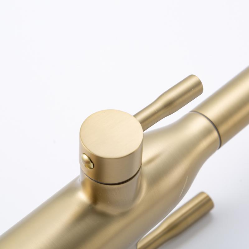 Смеситель для кухни под фильтр с выдвижным изливом Frap F4396-33, золотой сатин — изображение 12