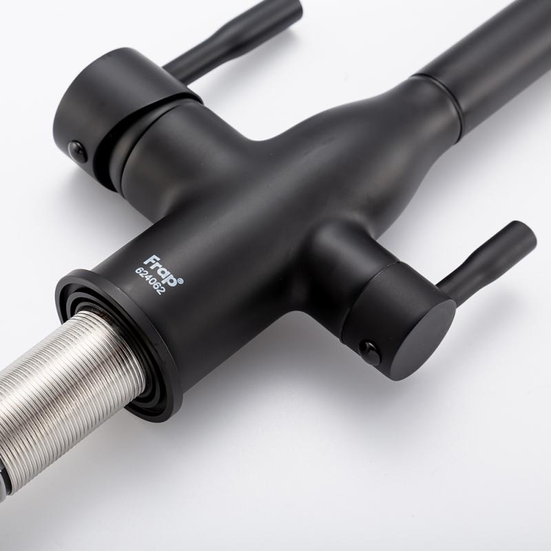 Смеситель для кухни под фильтр с выдвижным изливом Frap F4396-36, чёрный — изображение 13