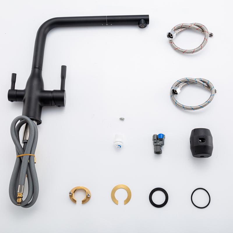 Смеситель для кухни под фильтр с выдвижным изливом Frap F4396-36, чёрный — изображение 16