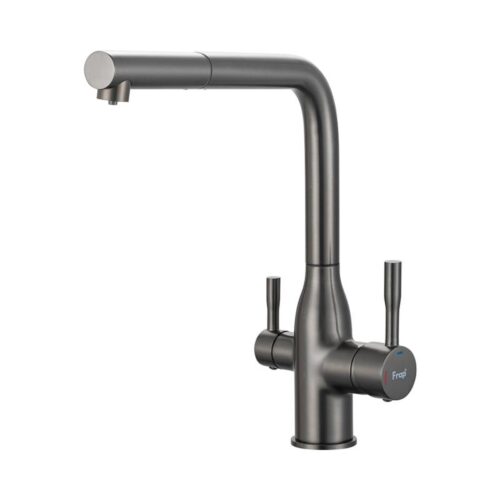 Смеситель для кухни под фильтр с выдвижным изливом Frap F4396-39, оружейная сталь