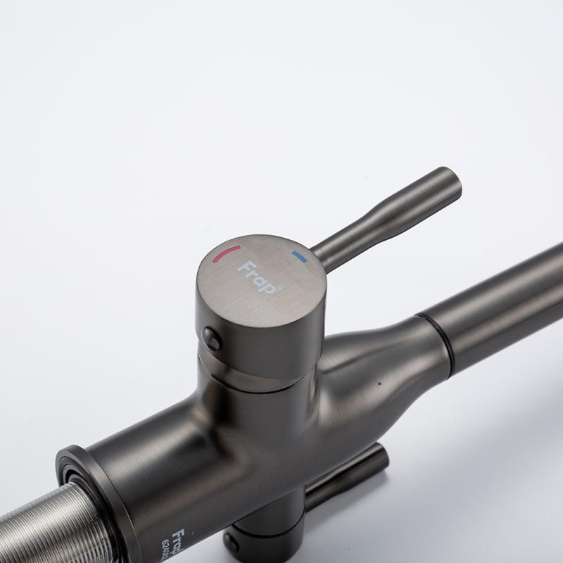 Смеситель для кухни под фильтр с выдвижным изливом Frap F4396-39, оружейная сталь — изображение 10