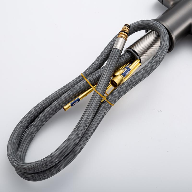 Смеситель для кухни под фильтр с выдвижным изливом Frap F4396-39, оружейная сталь — изображение 12