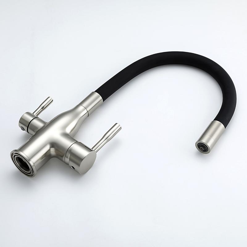 Смеситель для кухни под фильтр с гибким изливом Frap F4396-5, сатин — изображение 3