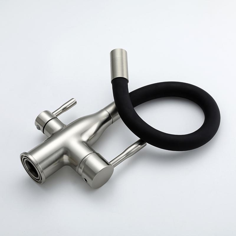 Смеситель для кухни под фильтр с гибким изливом Frap F4396-5, сатин — изображение 4