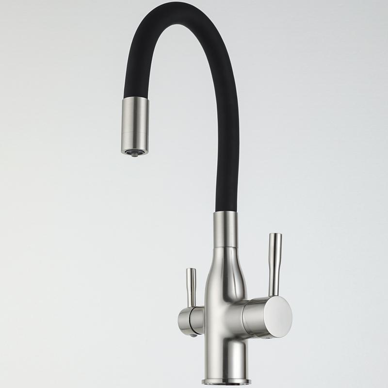 Смеситель для кухни под фильтр с гибким изливом Frap F4396-5, сатин — изображение 7