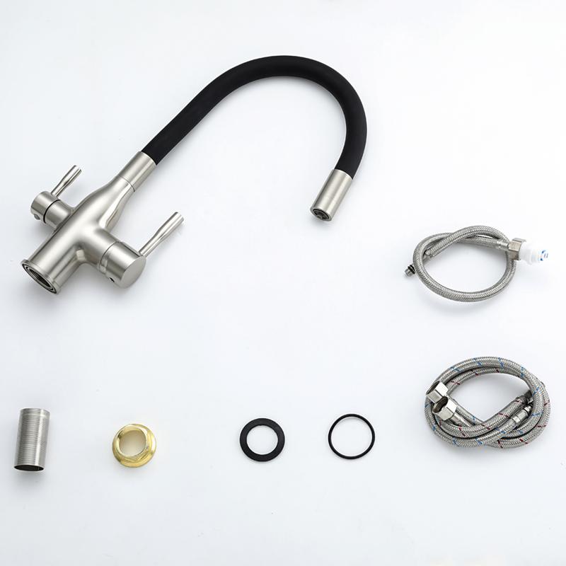 Смеситель для кухни под фильтр с гибким изливом Frap F4396-5, сатин — изображение 9