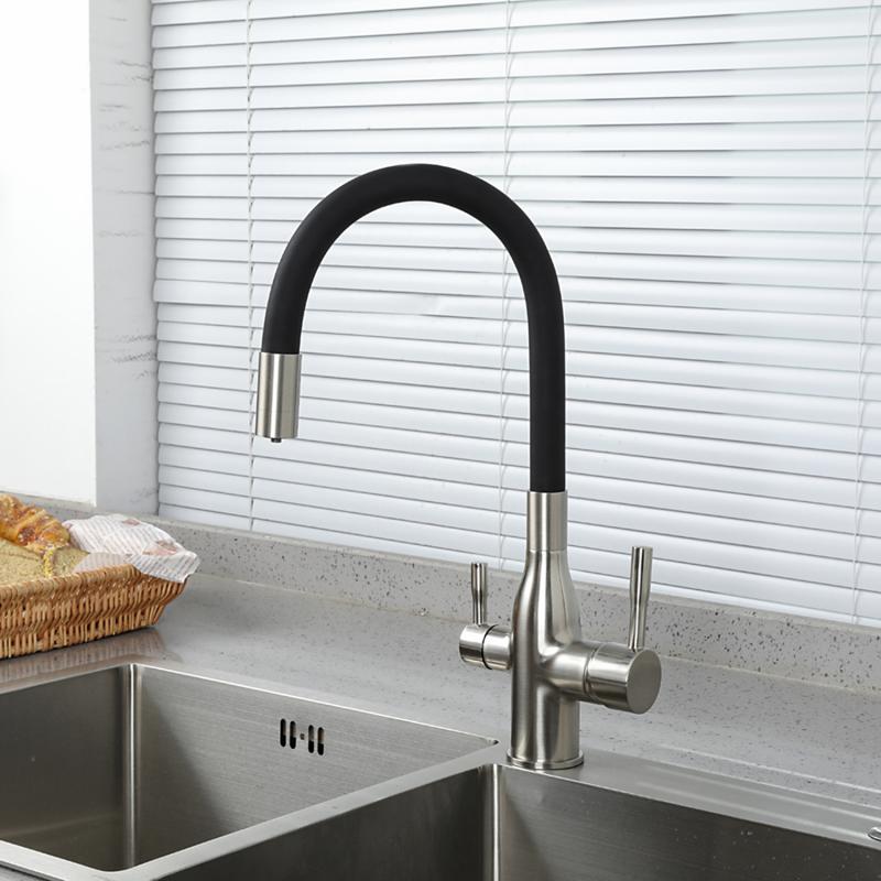 Смеситель для кухни под фильтр с гибким изливом Frap F4396-5, сатин — изображение 10