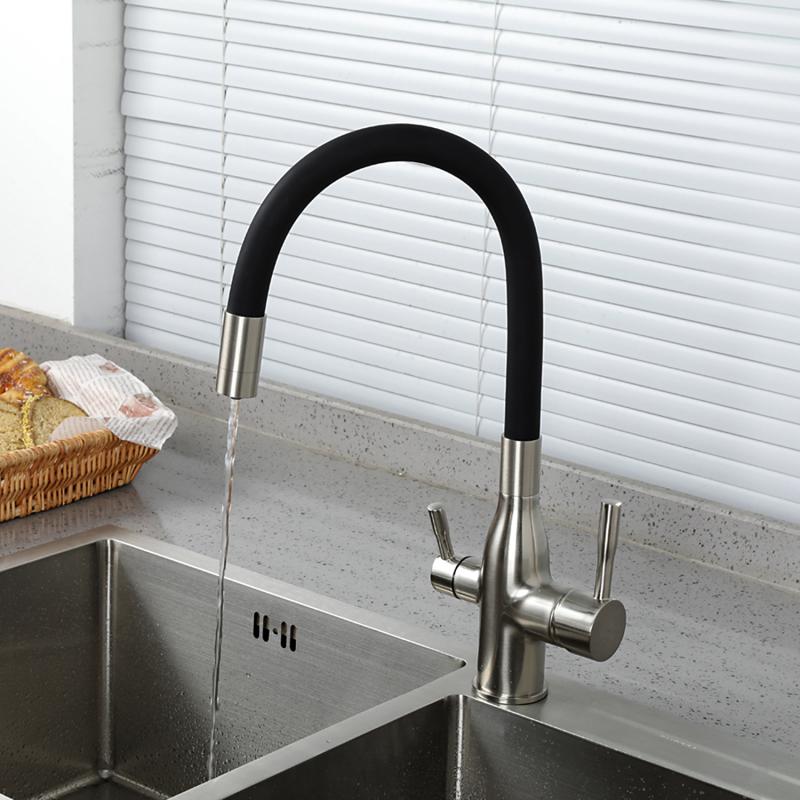 Смеситель для кухни под фильтр с гибким изливом Frap F4396-5, сатин — изображение 11