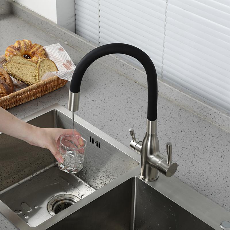 Смеситель для кухни под фильтр с гибким изливом Frap F4396-5, сатин — изображение 12