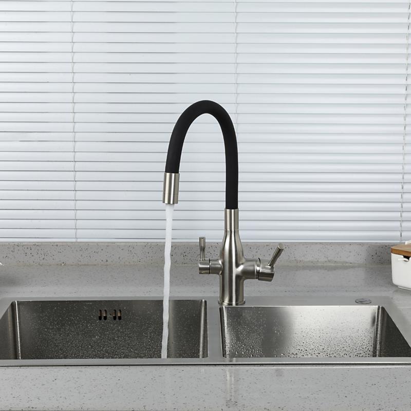 Смеситель для кухни под фильтр с гибким изливом Frap F4396-5, сатин — изображение 13