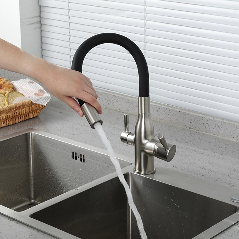 Смеситель для кухни под фильтр с гибким изливом Frap F4396-5, сатин — изображение 14