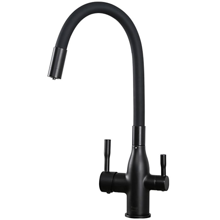 Смеситель для кухни под фильтр с гибким изливом Frap F4396-6, чёрный