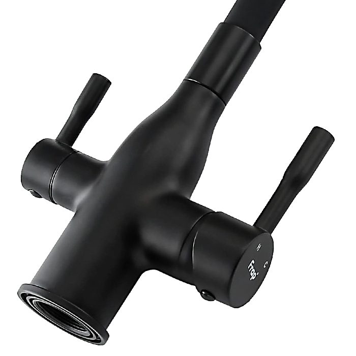 Смеситель для кухни под фильтр с гибким изливом Frap F4396-6, чёрный — изображение 4