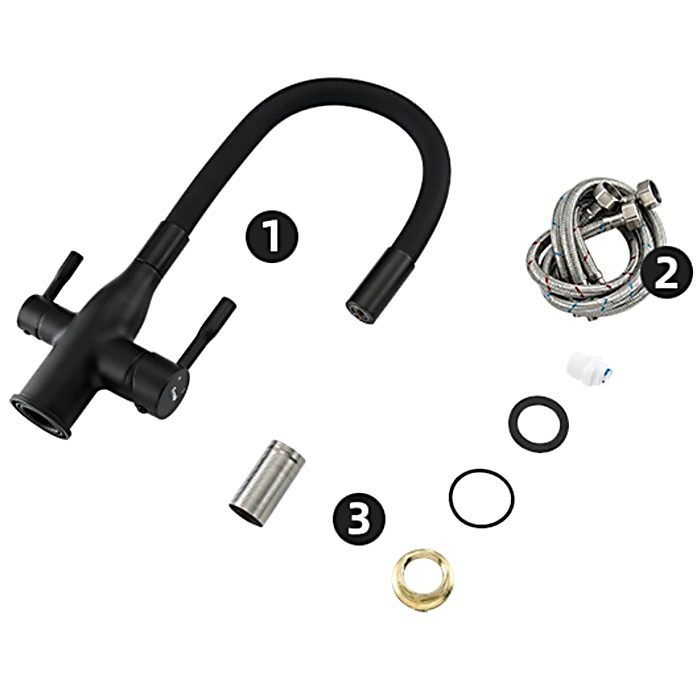 Смеситель для кухни под фильтр с гибким изливом Frap F4396-6, чёрный — изображение 7