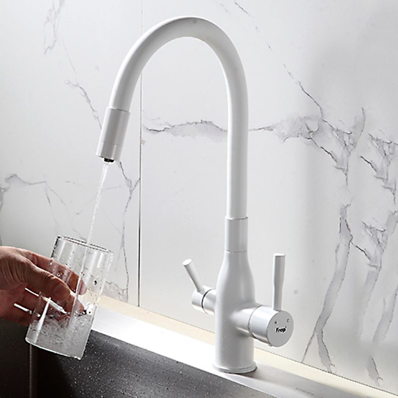 Смеситель для кухни под фильтр с гибким изливом Frap F4396-8, белый — изображение 3