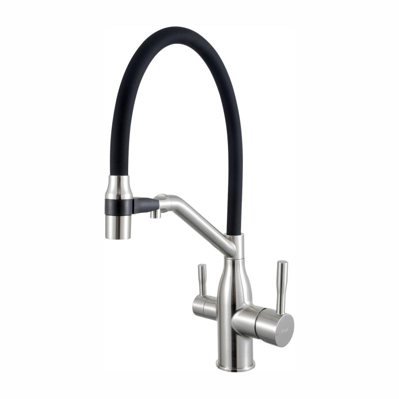 Смеситель для кухни под фильтр с гибким изливом Frap F4397-5, сатин