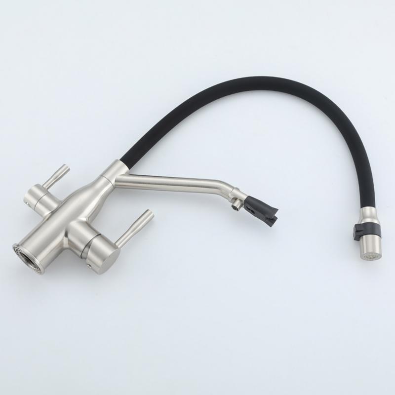 Смеситель для кухни под фильтр с гибким изливом Frap F4397-5, сатин — изображение 8