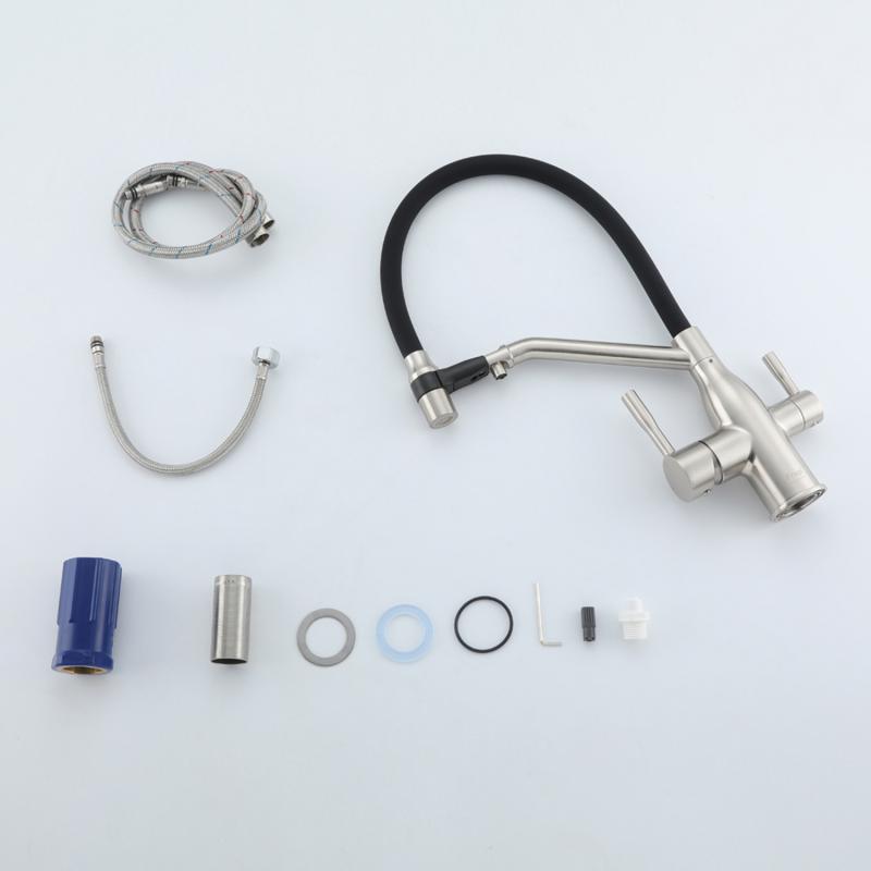 Смеситель для кухни под фильтр с гибким изливом Frap F4397-5, сатин — изображение 13