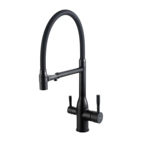 Смеситель для кухни под фильтр с гибким изливом Frap F4398-6, чёрный