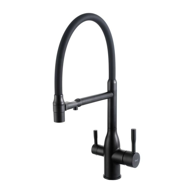 Смеситель для кухни под фильтр с гибким изливом Frap F4398-6, чёрный