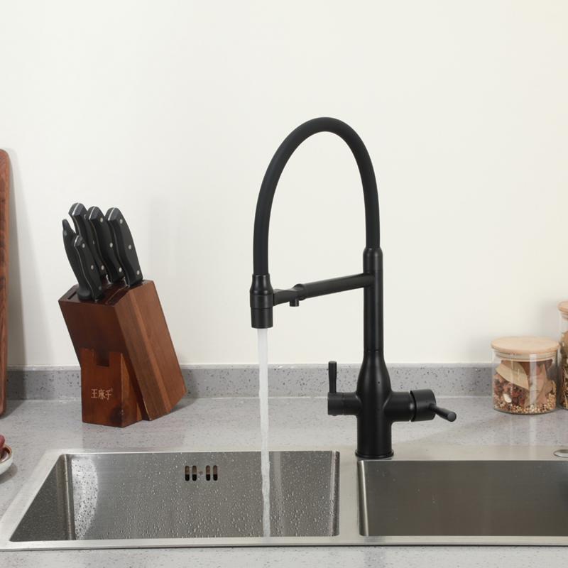 Смеситель для кухни под фильтр с гибким изливом Frap F4398-6, чёрный — изображение 3