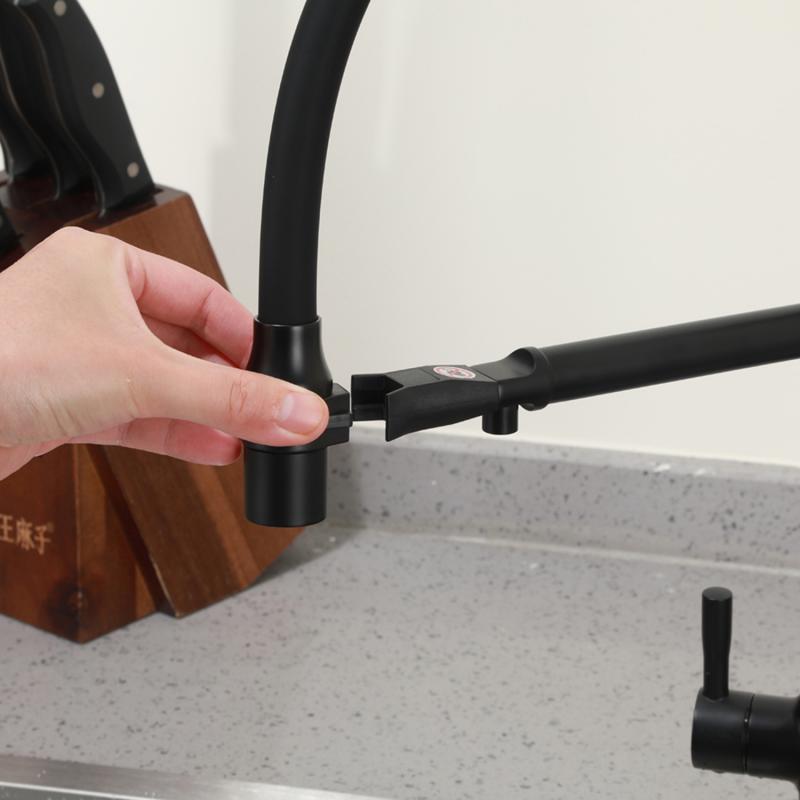 Смеситель для кухни под фильтр с гибким изливом Frap F4398-6, чёрный — изображение 8