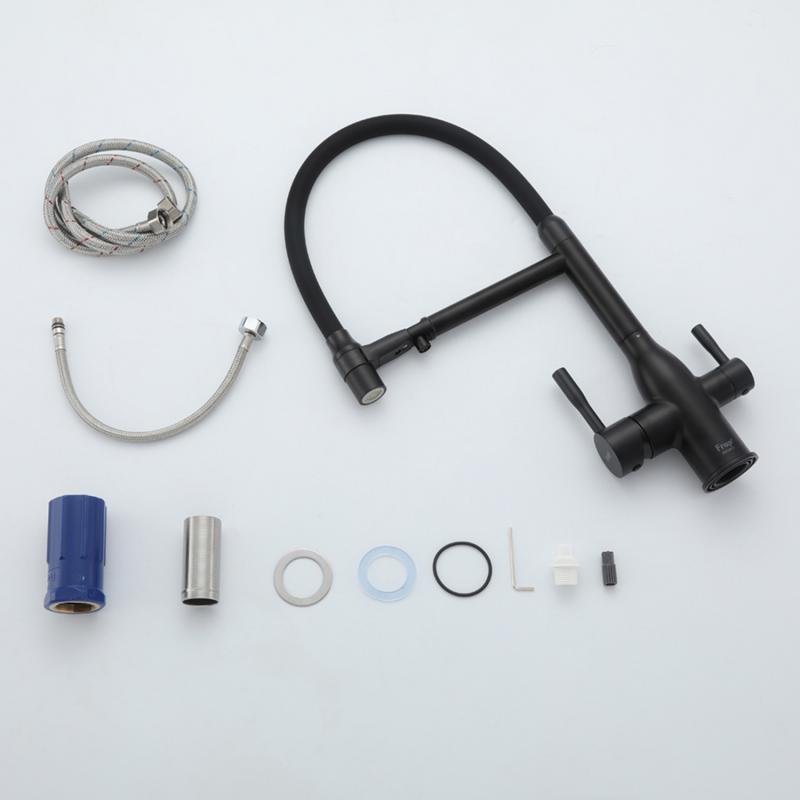 Смеситель для кухни под фильтр с гибким изливом Frap F4398-6, чёрный — изображение 14