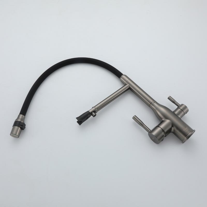 Смеситель для кухни под фильтр с гибким изливом Frap F4398-9, оружейная сталь — изображение 7