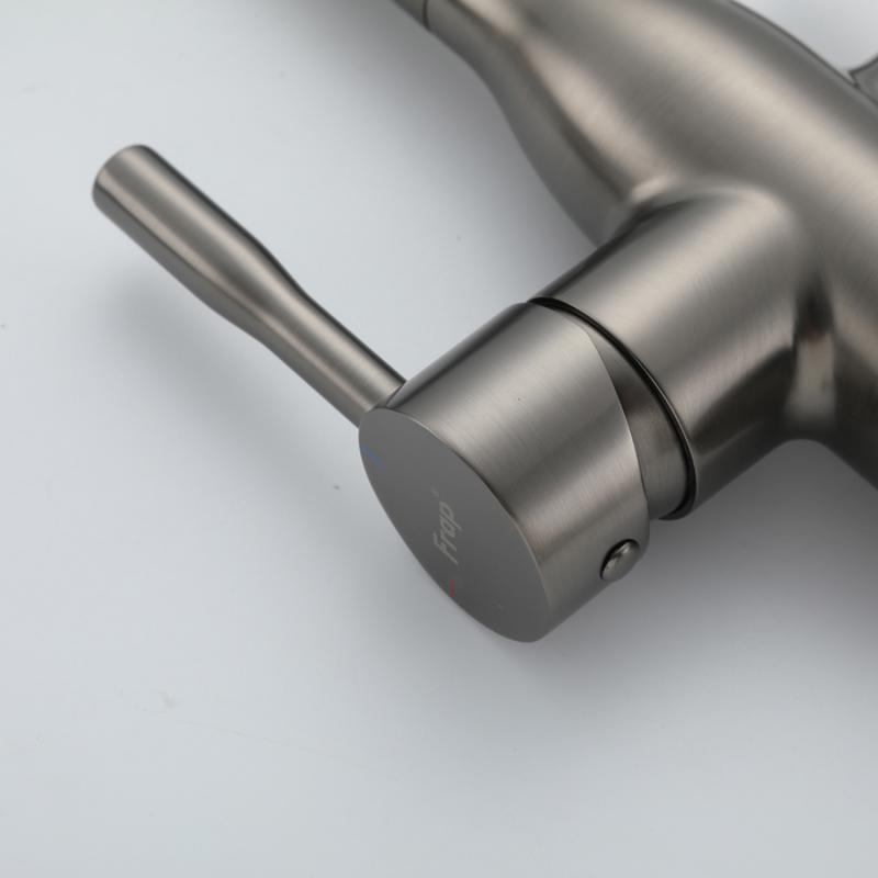 Смеситель для кухни под фильтр с гибким изливом Frap F4398-9, оружейная сталь — изображение 9