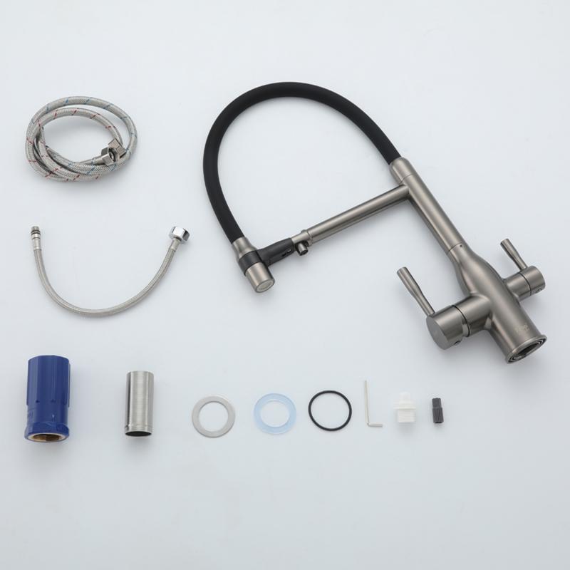 Смеситель для кухни под фильтр с гибким изливом Frap F4398-9, оружейная сталь — изображение 10