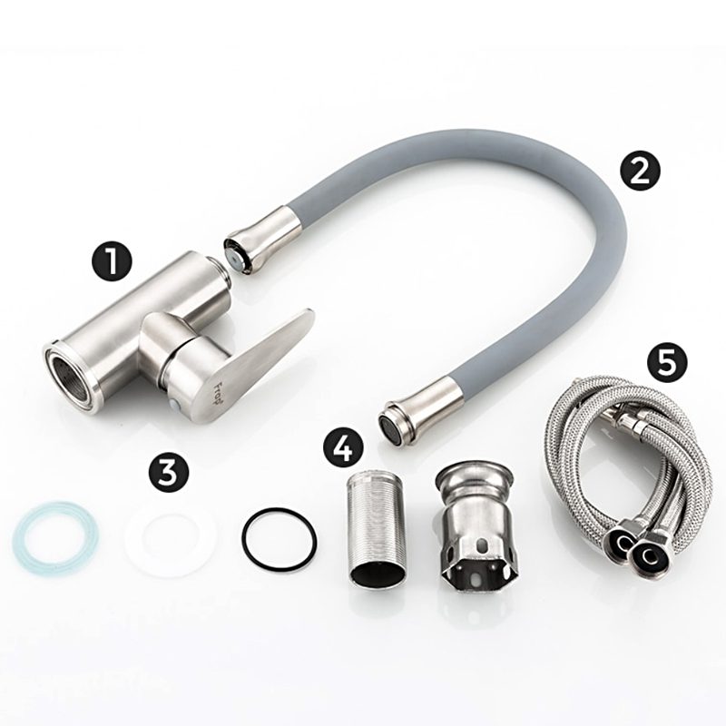 Смеситель для кухни с гибким изливом Frap F4448, сатин — изображение 7