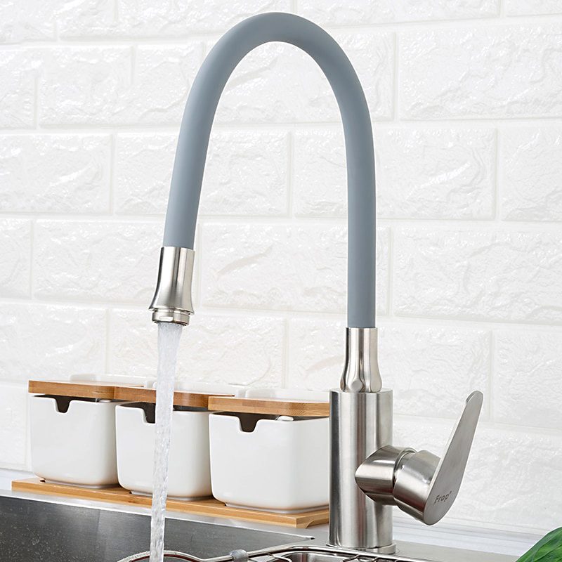 Смеситель для кухни с гибким изливом Frap F4448, сатин — изображение 8