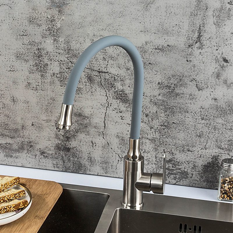 Смеситель для кухни с гибким изливом Frap F4448, сатин — изображение 9