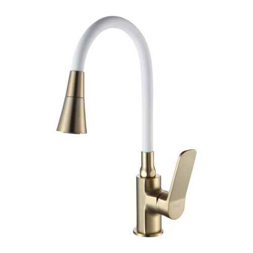 Смеситель для кухни с гибким изливом Frap F4462-3, золотой сатин