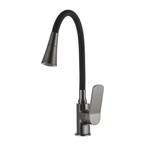 Смеситель для кухни с гибким изливом Frap F4462-9, оружейная сталь