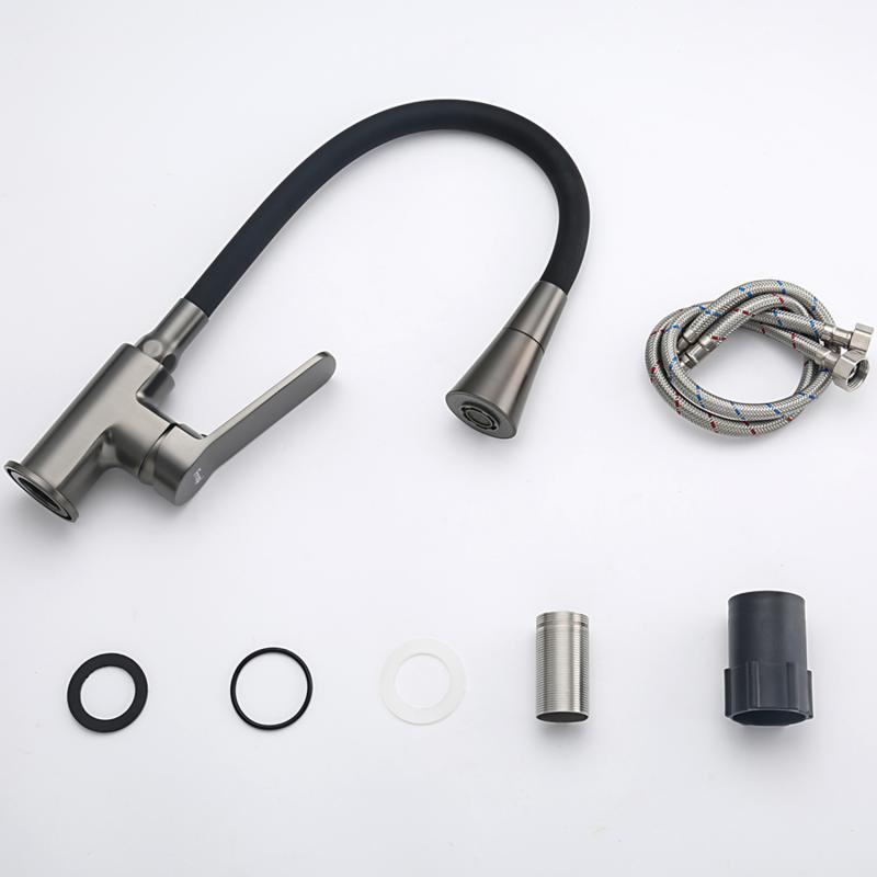 Смеситель для кухни с гибким изливом Frap F4462-9, оружейная сталь — изображение 9