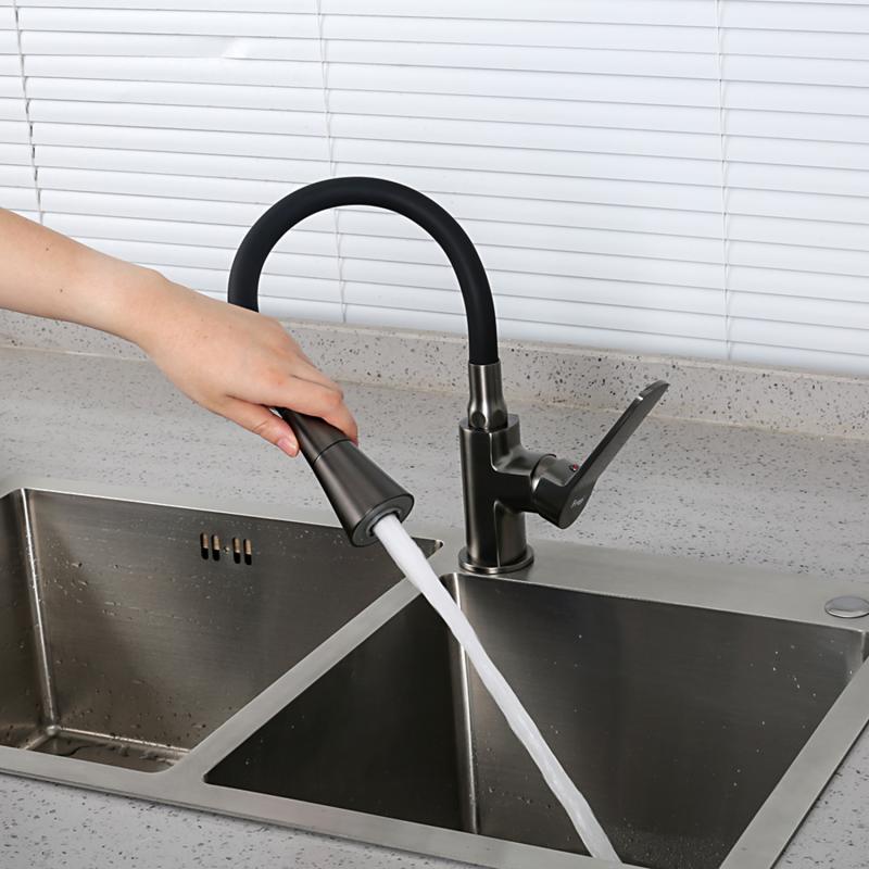 Смеситель для кухни с гибким изливом Frap F4462-9, оружейная сталь — изображение 13