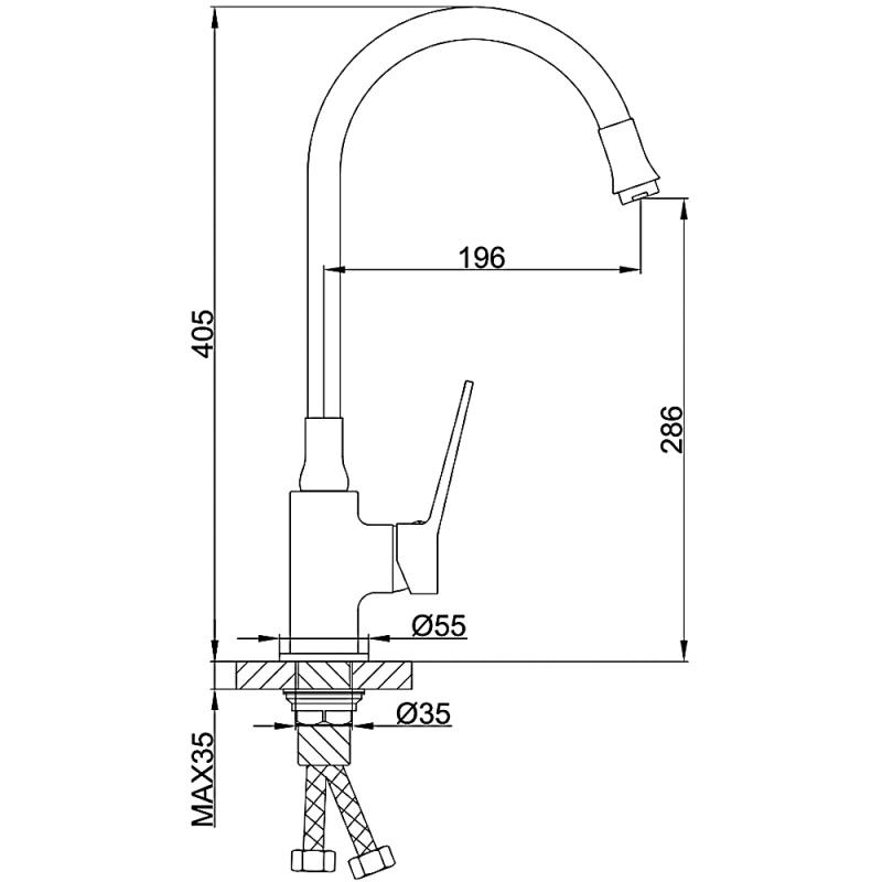 Смеситель для кухни с гибким изливом Frap F4462, чёрный — изображение 2