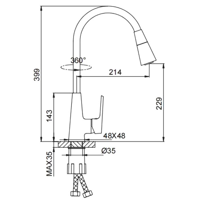 Смеситель для кухни с гибким изливом Frap F4471 — изображение 2